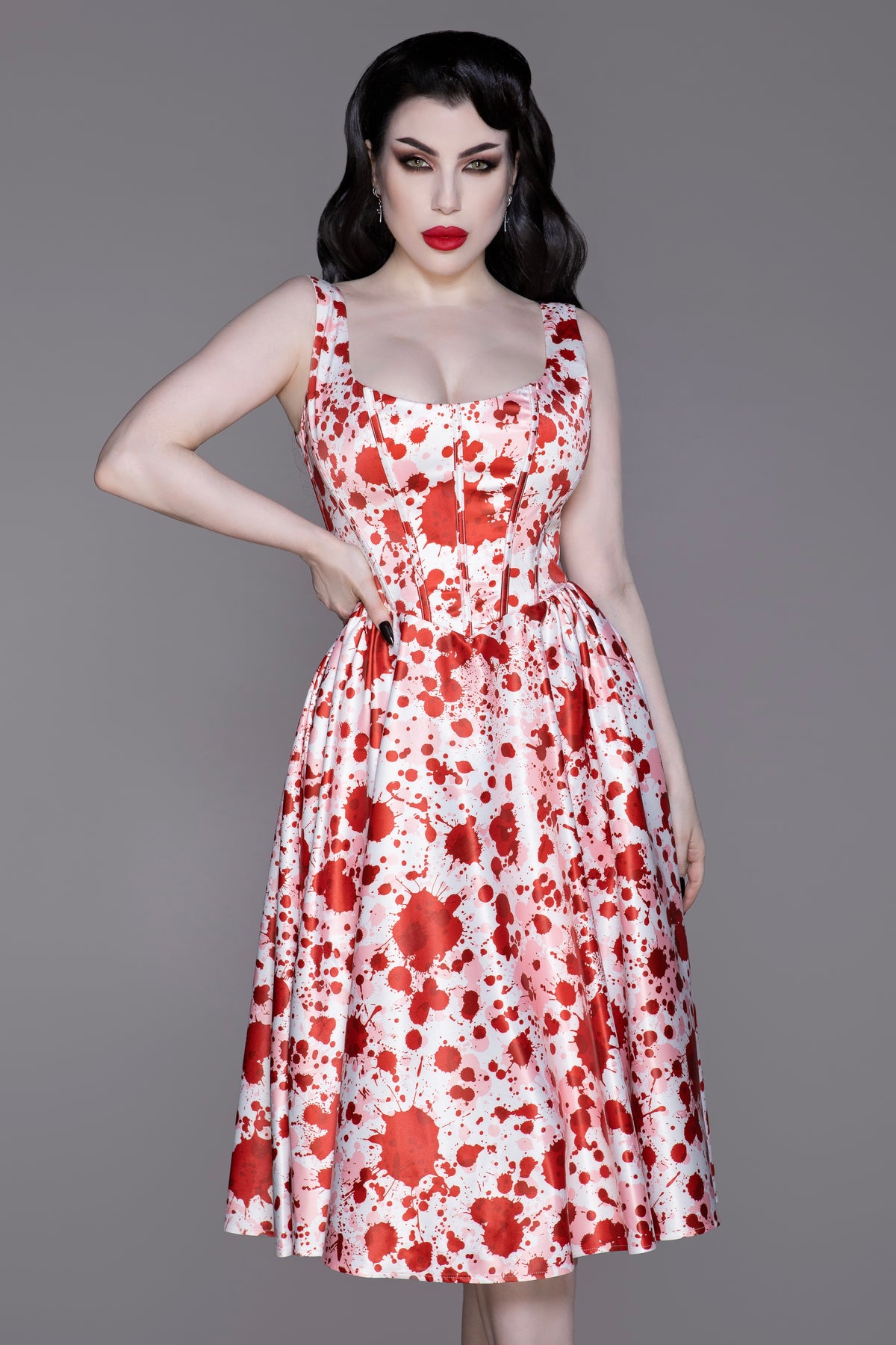 Gabriela Blood Spatter Swing Dress S Gabriela Blood Spatter Swing Dress S