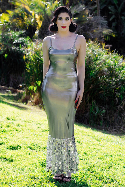 Silver Scales Metallic Gown S Silver Scales Metallic Gown S