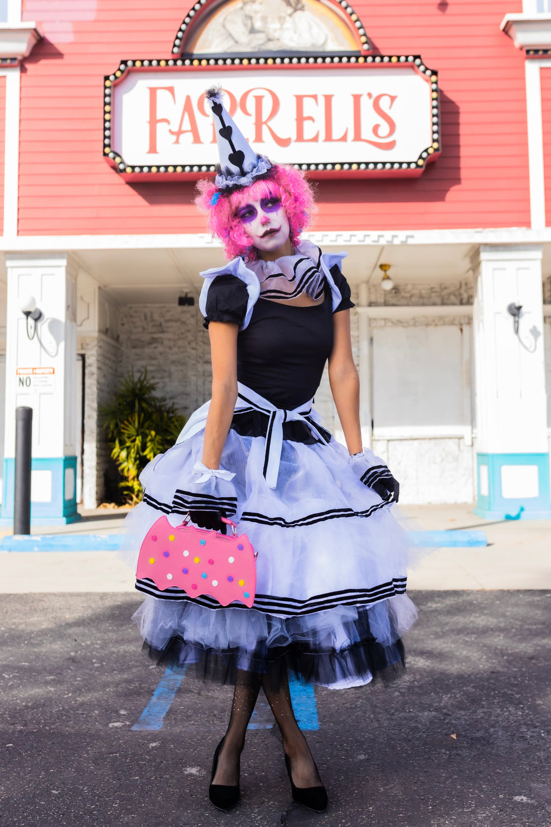 Circus Cookie Bat Crossbody Bag - Pink Vegan Leather Sprinkle