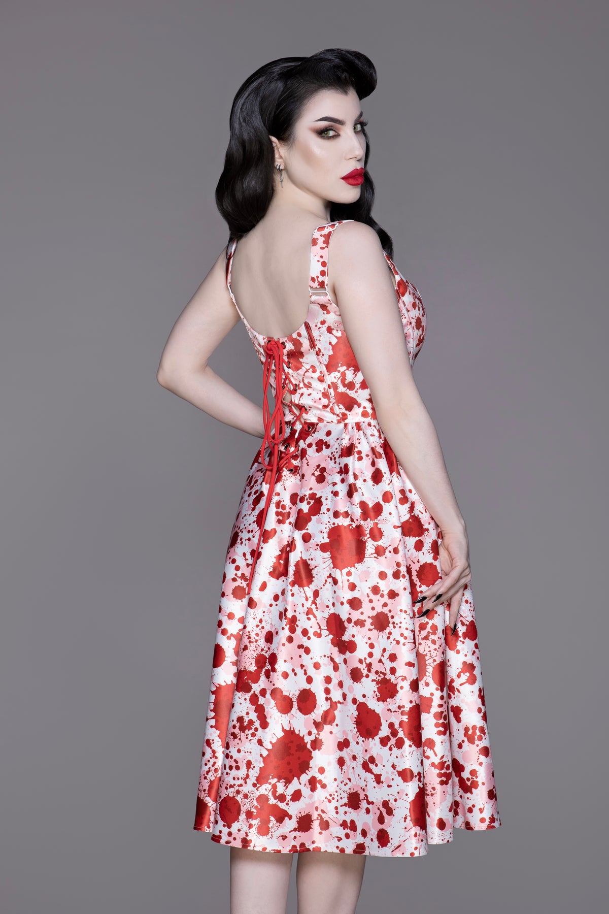 Gabriela Blood Spatter Swing Dress S Gabriela Blood Spatter Swing Dress S