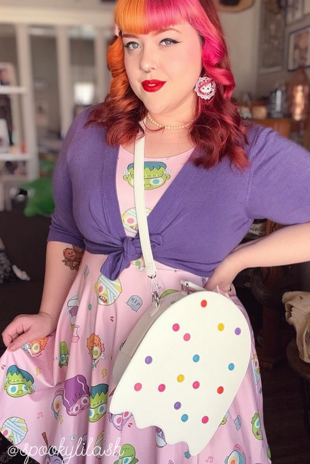 Circus Cookie Ghost Convertible Bag - White Vegan Leather Ghost