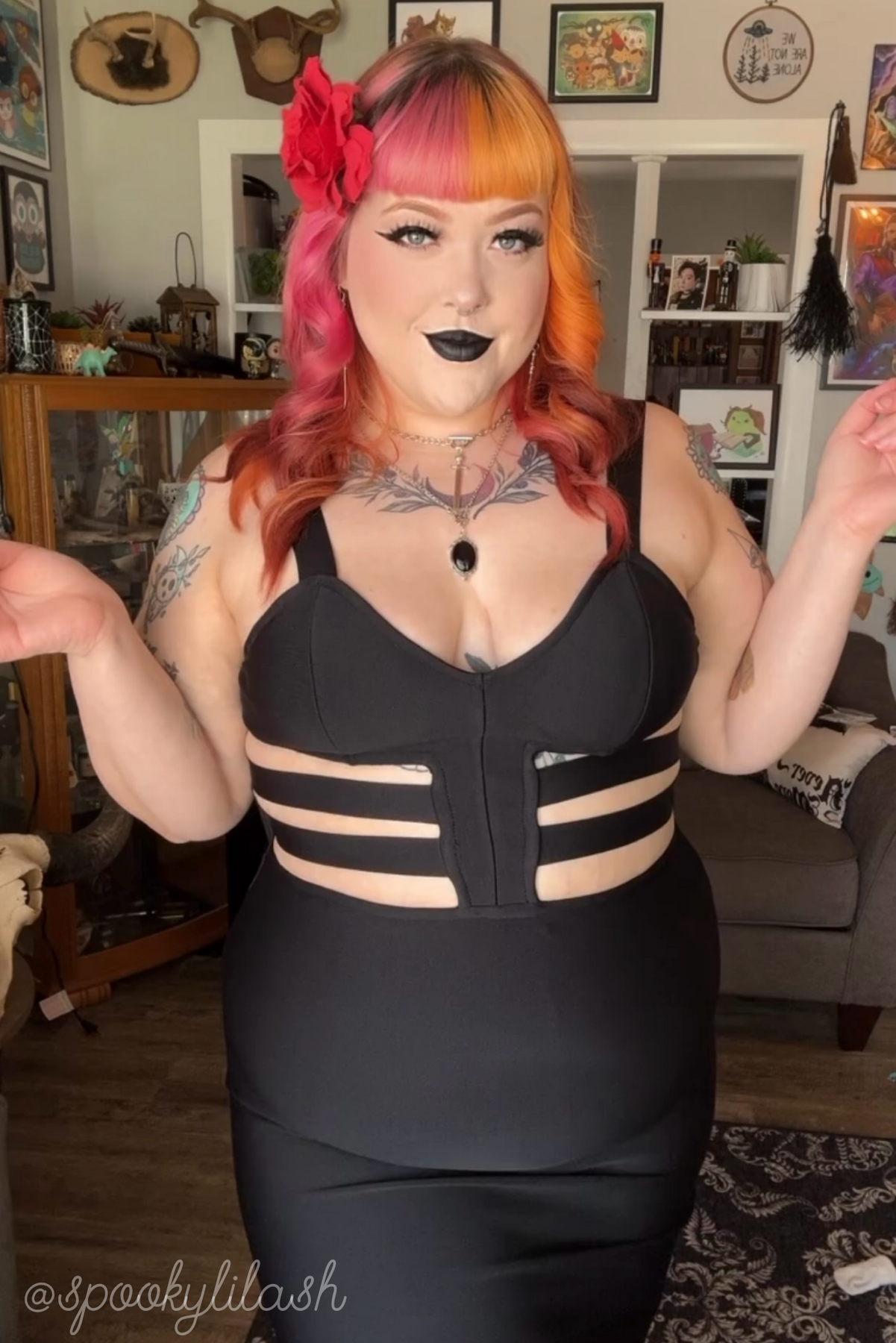 Bone Cutout Bandage Dress - Black Bandage Wiggle with Ribcage-Inspired WEASEL WEAR Bone Cutout Bandage Dress - Black Bandage Wiggle with Ribcage-Inspired WEASEL WEAR