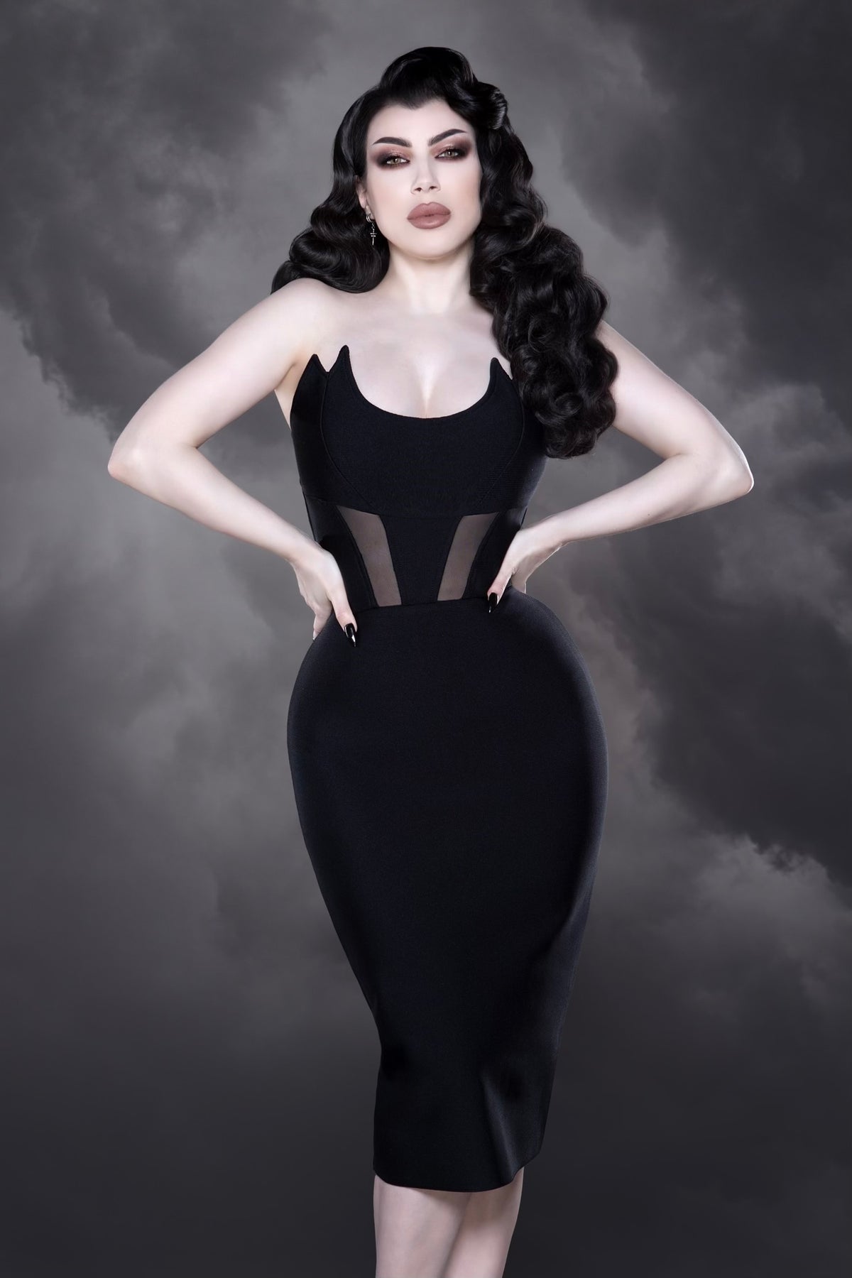 black and grey bandage dress French Connection Charcoal Grey Bandage Dress