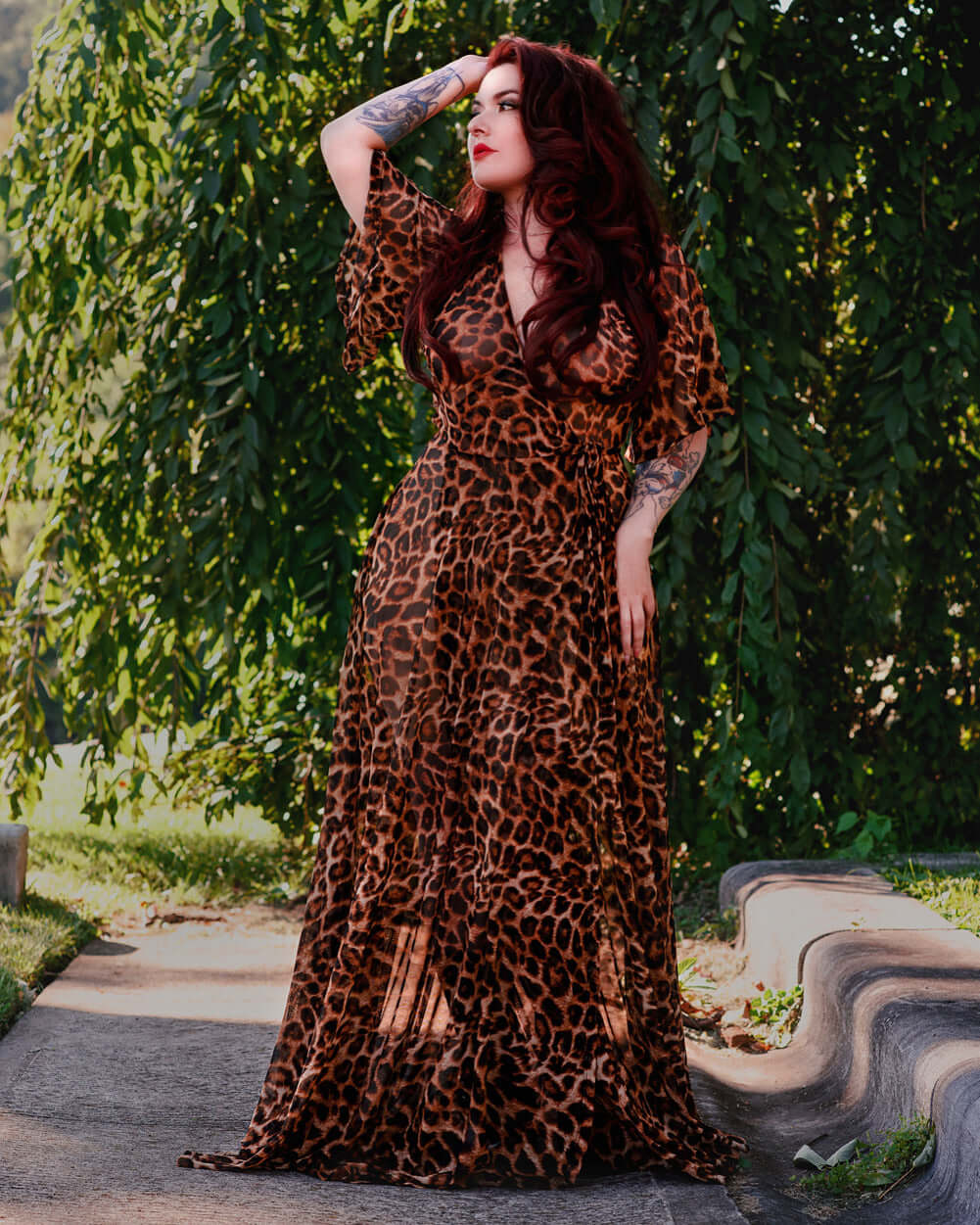 knee length dresses for ladies Lydia dress in Leopard Mesh – WEASEL WEAR