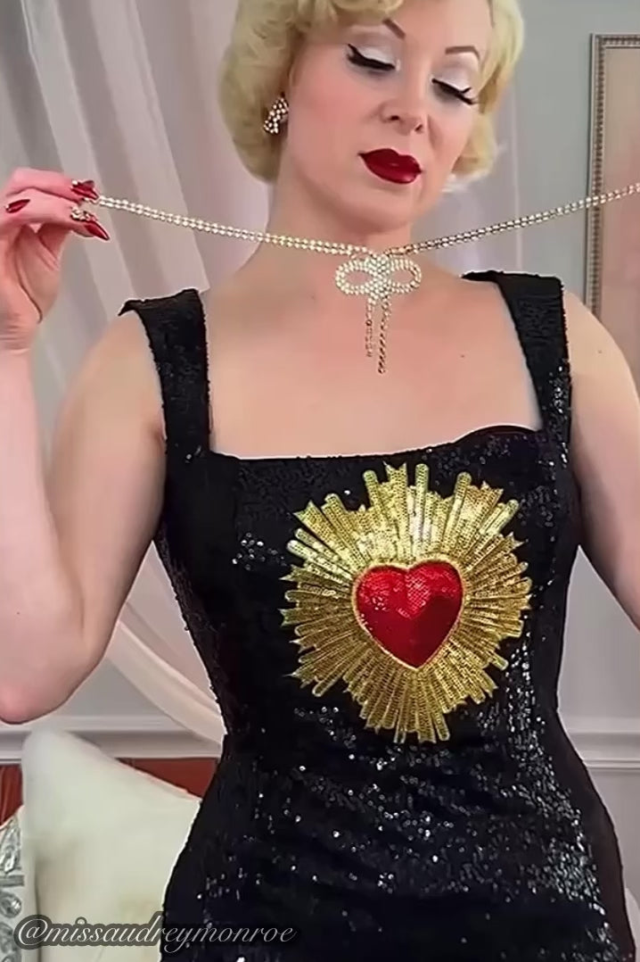 PRE ORDER Pauline Sacred Heart Sequin Wiggle Dress by Weasel Wear
